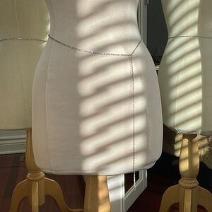 Delicate Silver coloured Rhinestone Belt / Size Small